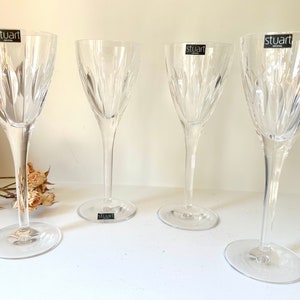 Stuart Litchfield Crystal Wine Glasses - Set of 4 - Elegant Vintage Barware