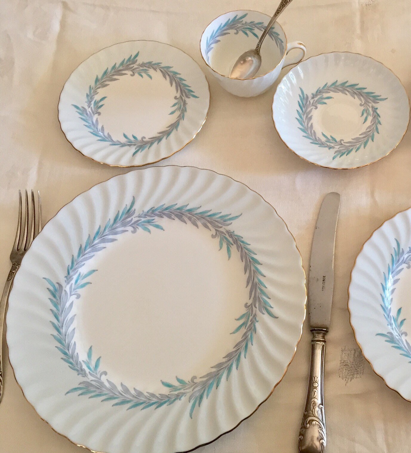 【MINTON*】 Exquisite Minton Symphony Blue Gold S557 Five Piece Place