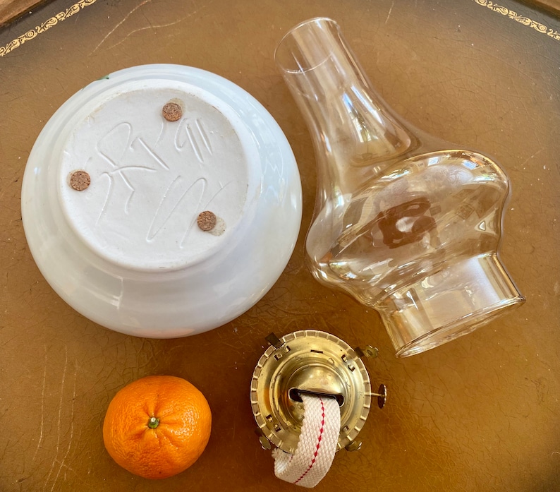Vintage Kerosine Oil Lamp Hurricane Lamp Ceramic Brass Glass Etsy