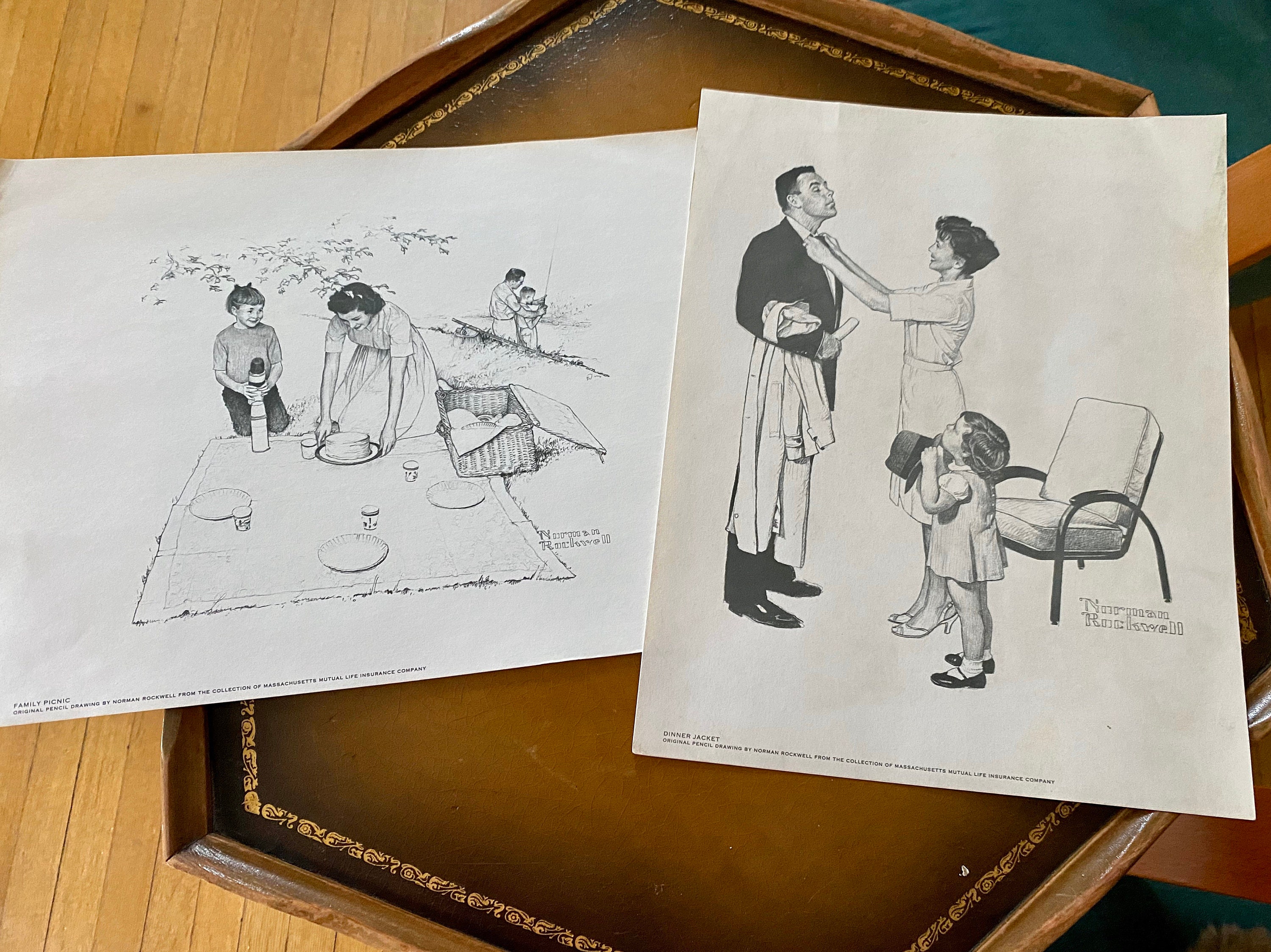 NORMAN ROCKWELL 鉛筆画 家族の絆