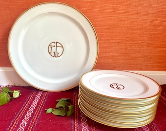 Signed Antique Set of 8 Haviland France Dinner Plates 8 5/8” & 12