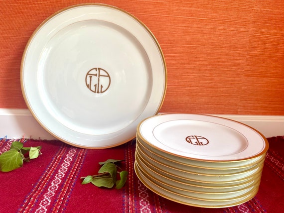 Signed Antique Set of 8 Haviland France Dinner Plates 8 5/8” & 12
