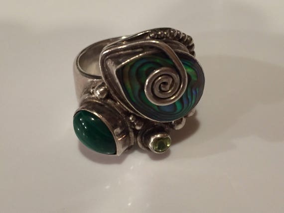 Georgian Designer Stunning Ring Sterling Silver A… - image 1