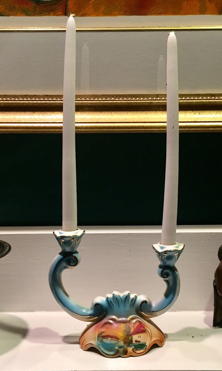 Vintage Double Candle Holder Elegant Pereira Valado Portugal Etsy