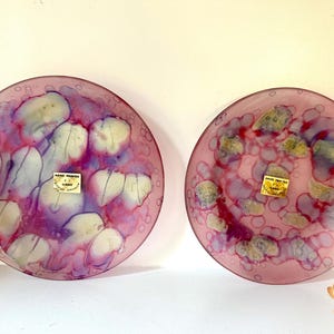 Vintage Jerusalem Art Glass Plates: Hand Painted Ilanit Olamtov Judaica Decor
