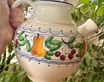 Vintage Aldo Fumanti Gubbio Italian Pottery Pitcher: Hand-painted