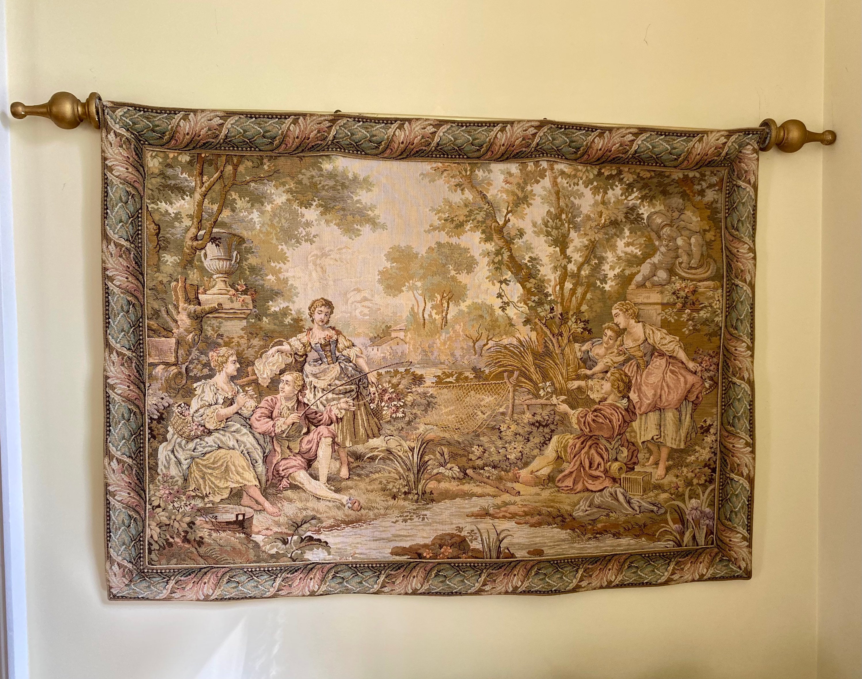 Vintage Belgium Gobelin Tapestry Wall Hanging Metrax Courtly Vintage Belgium Gobelin Tapestry Wall Hanging Metrax Courtly