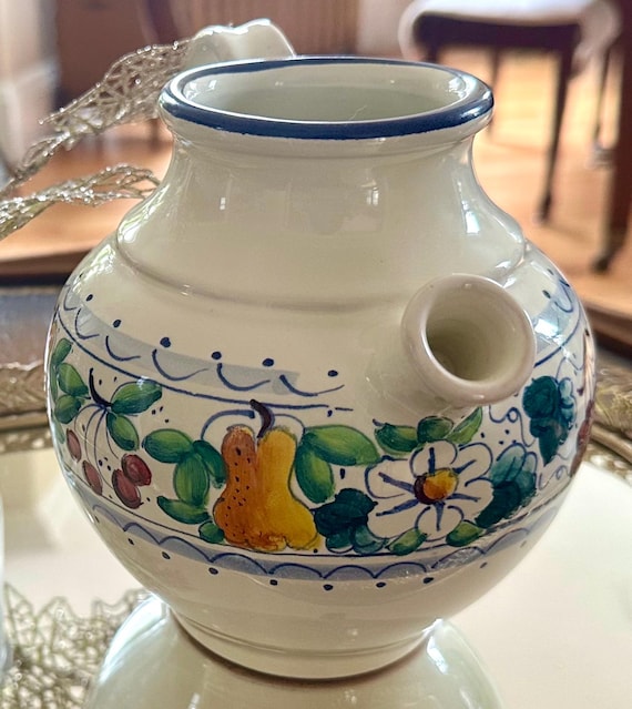 Vintage Aldo Fumanti Gubbio Italian Pottery Pitcher: Hand-painted