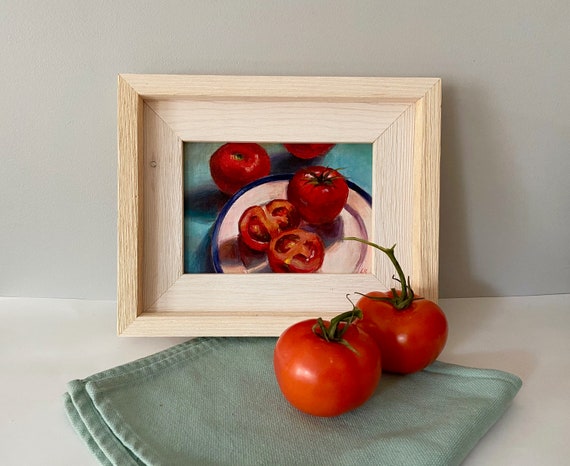 アンティーク品絵画油絵トマト