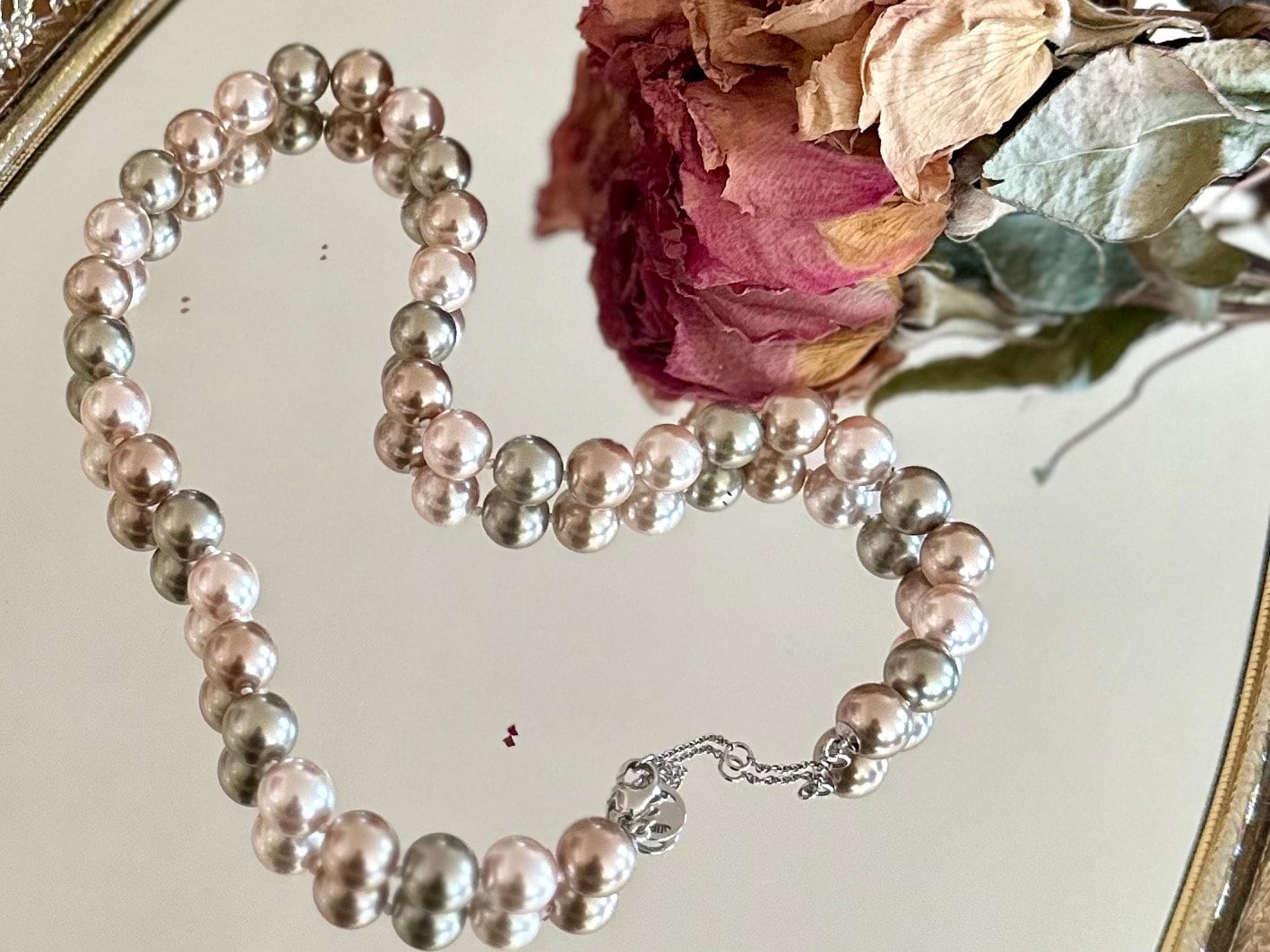 Vintage Misaki Multicolored Pearl Necklace, Hand Knotted With