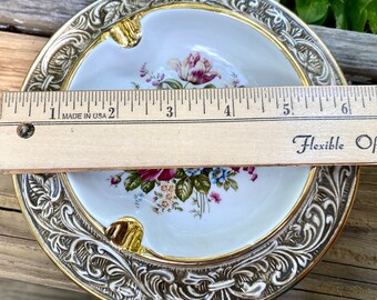 R. Capodimonte Floral Ashtray Italian Large Vintage Porcelain