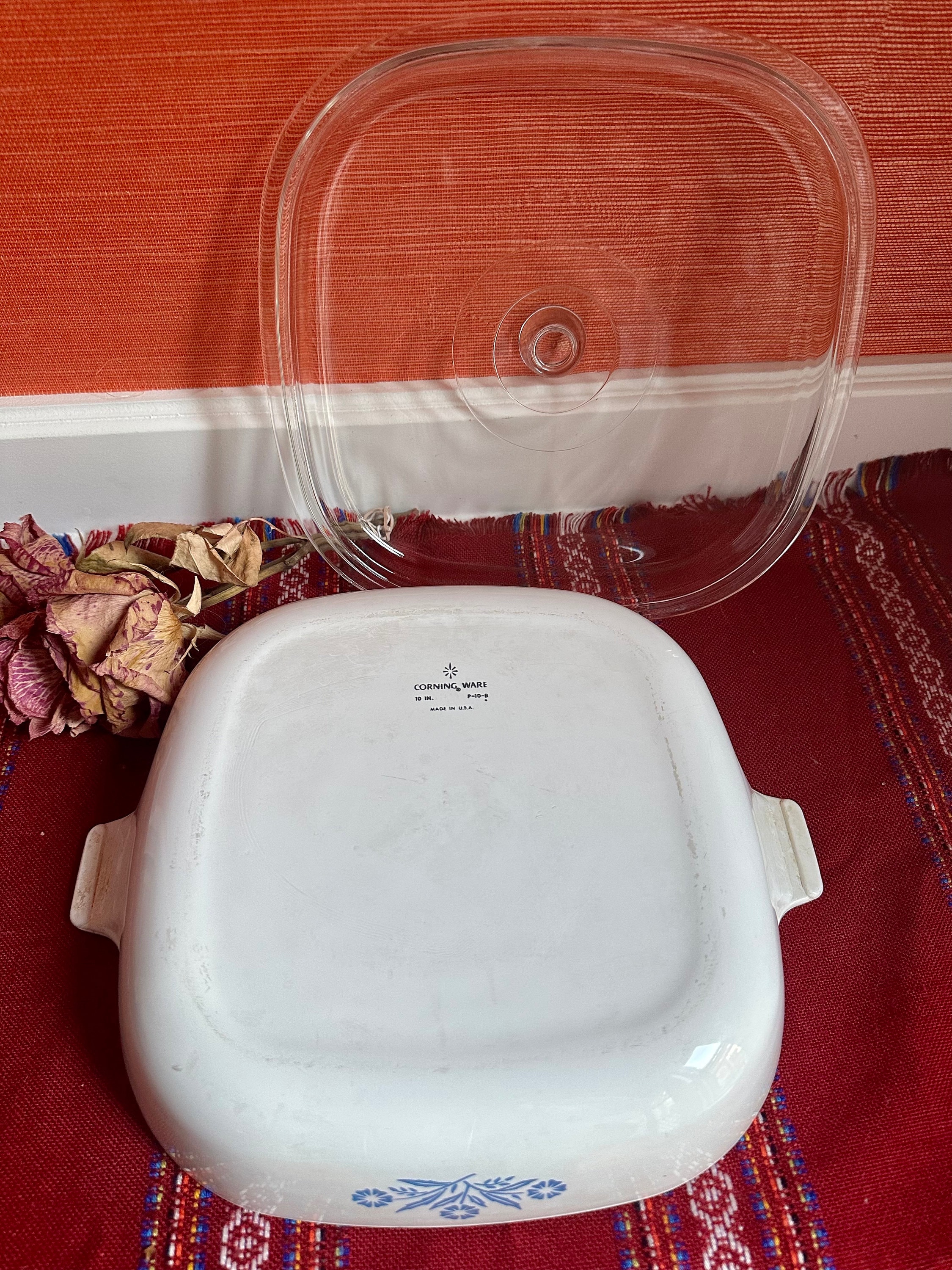 Vintage Corning Ware 10 In. Shallow Casserole Baking Dish Skillet