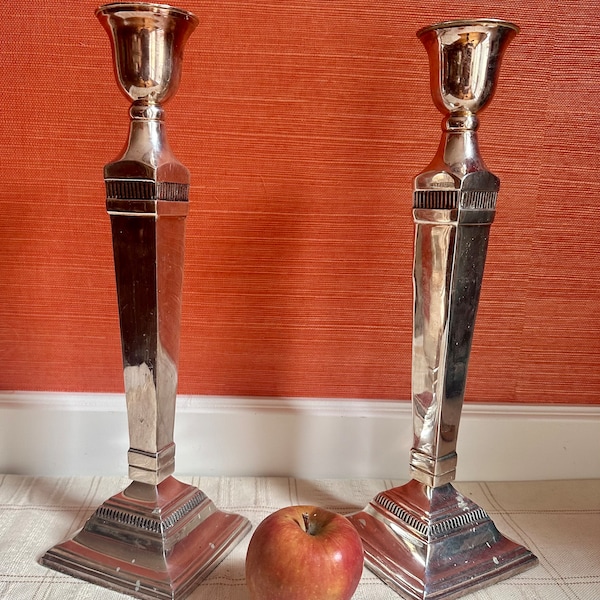 Large Silver Candlesticks Etsy