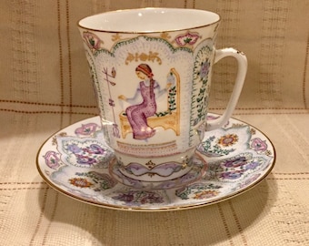 Signed By The Artist Russian Tea Coffee Set Fine Bone China Hand Painted Collectible Art Mint Condition
