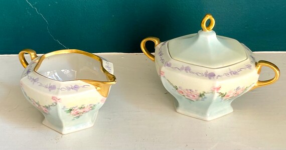 Antique M.Z Austria Lidded Sugar Bowl and A Creamer Late 1800s 3