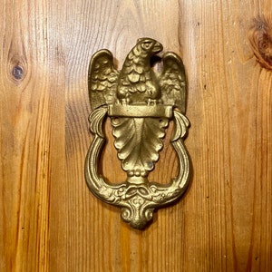 Vintage Solid Cast Brass American Eagle Colonial Door Knocker JA2