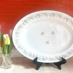 Johann Haviland Forever Spring Platinum Trimmed Oval Serving Platter Fine China Bavaria Germany 13”