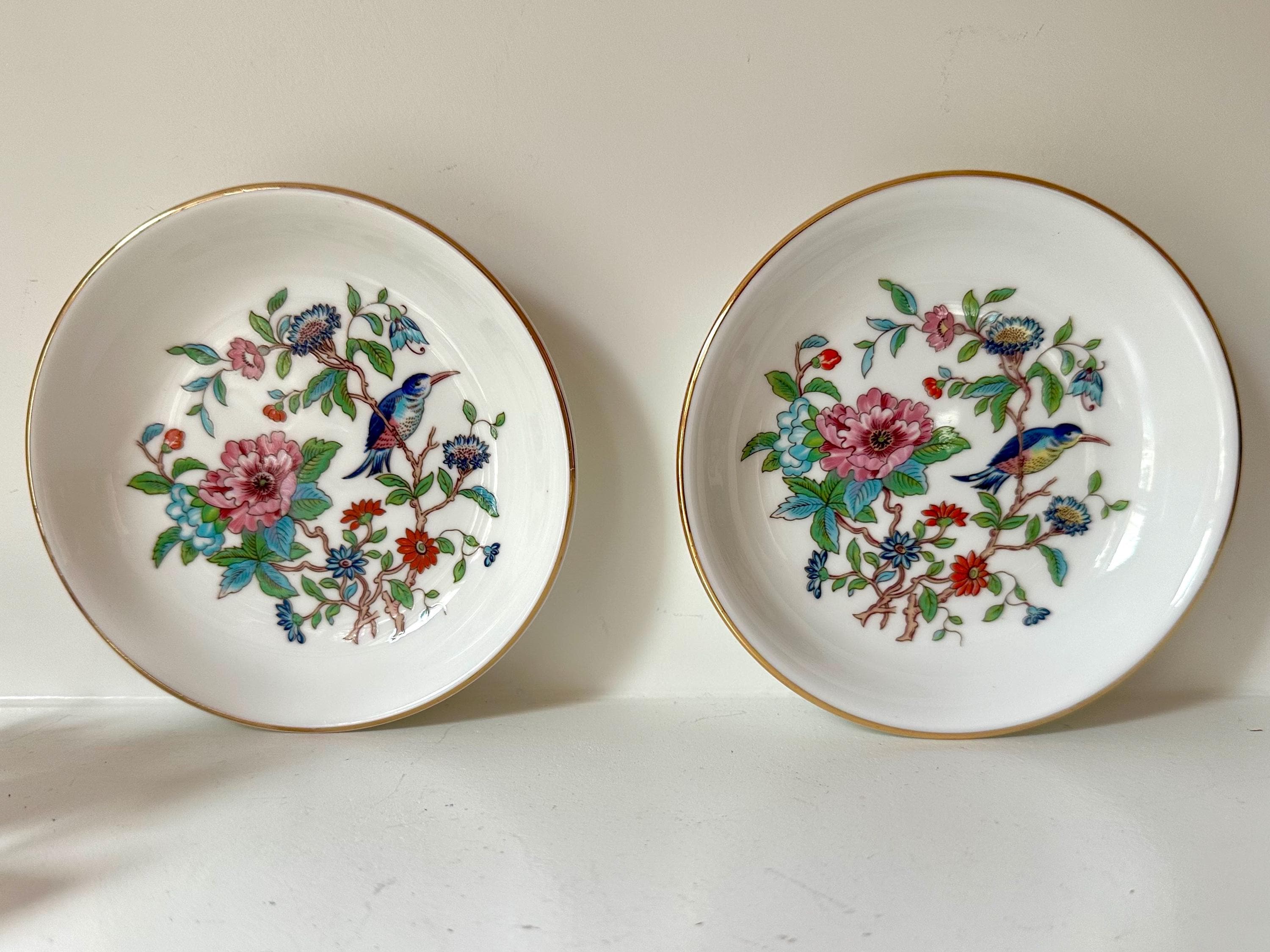 Aynsley Pembroke Sweetmeat Dishes: Fine Bone China With Bird