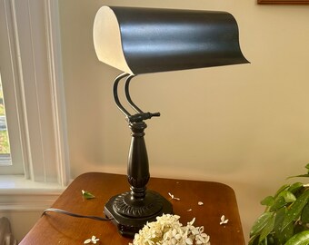 Vintage Double Hinged Adjustable Banker’s Lamp Desk Piano Lamp Bronze Color