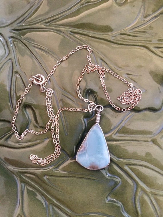 Genuine Larimar And Silver Pendant Necklace From … - image 1