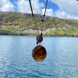 Artisan Necklace by Silpada Designs Sterling Silver Brown Mother Of Pearl Genuine Leather Vintage Reversible