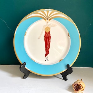 Erte Le Soleil Turquoise Japan Fine Porcelain Collectors Plate Bone China Limited Edition A3050 Art Deco