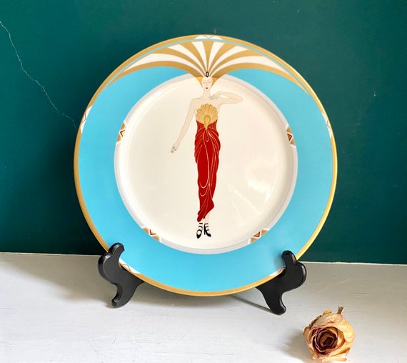 Erte Le Soleil Turquoise Japan Fine Porcelain Collectors Plate