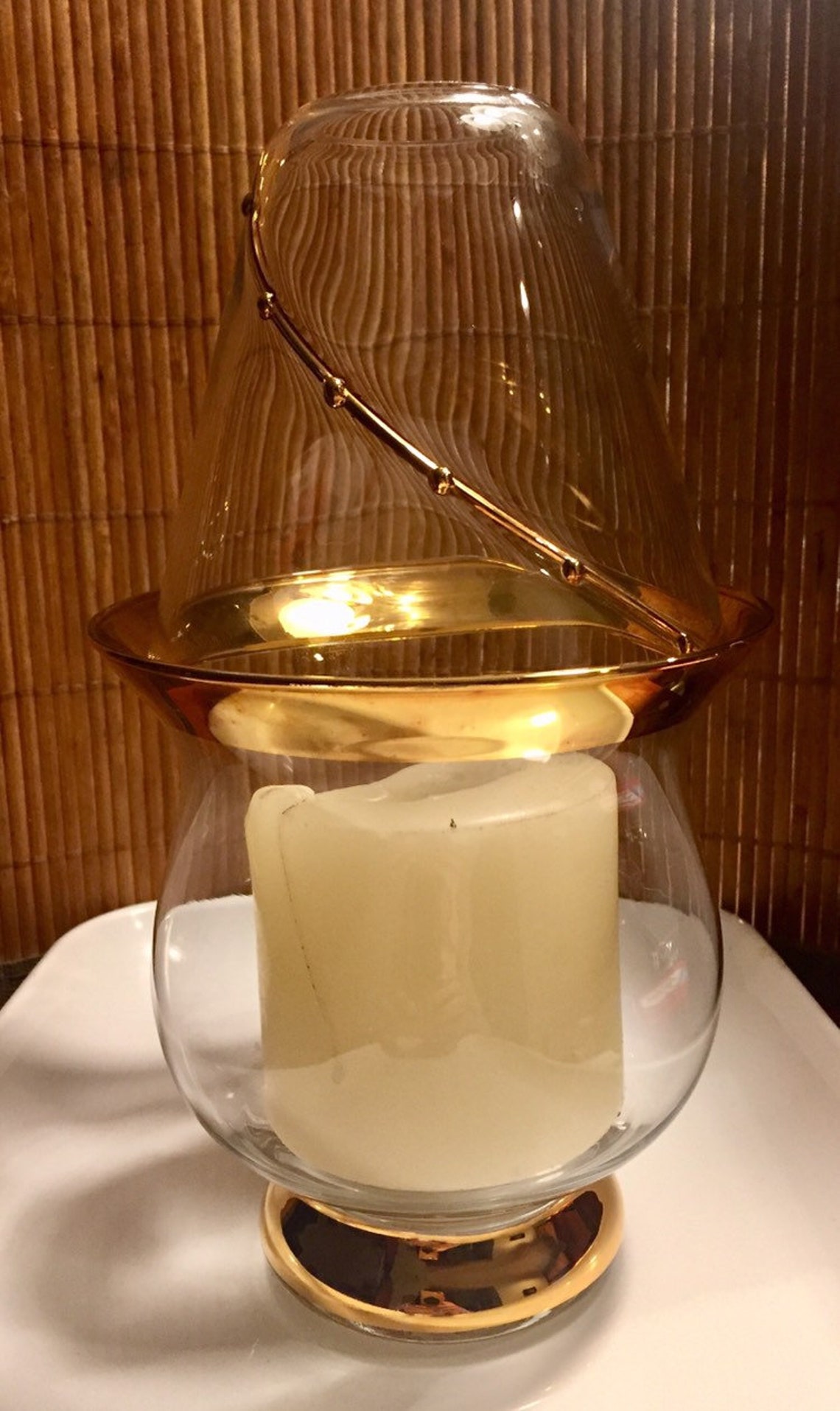 Vintage Gold and Glass 2Piece Candle Holder Made in Italy Etsy