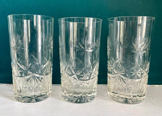 Set of 3 Beautiful Classy 24% Lead Tall Crystal Glasses Tumblers Vintage  European Formal Cocktail Glasses - Etsy