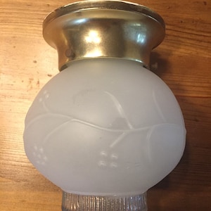 Midcentury Semi Flush Mount Ceiling Light Fixture With Frosted Pressed Glass Globe