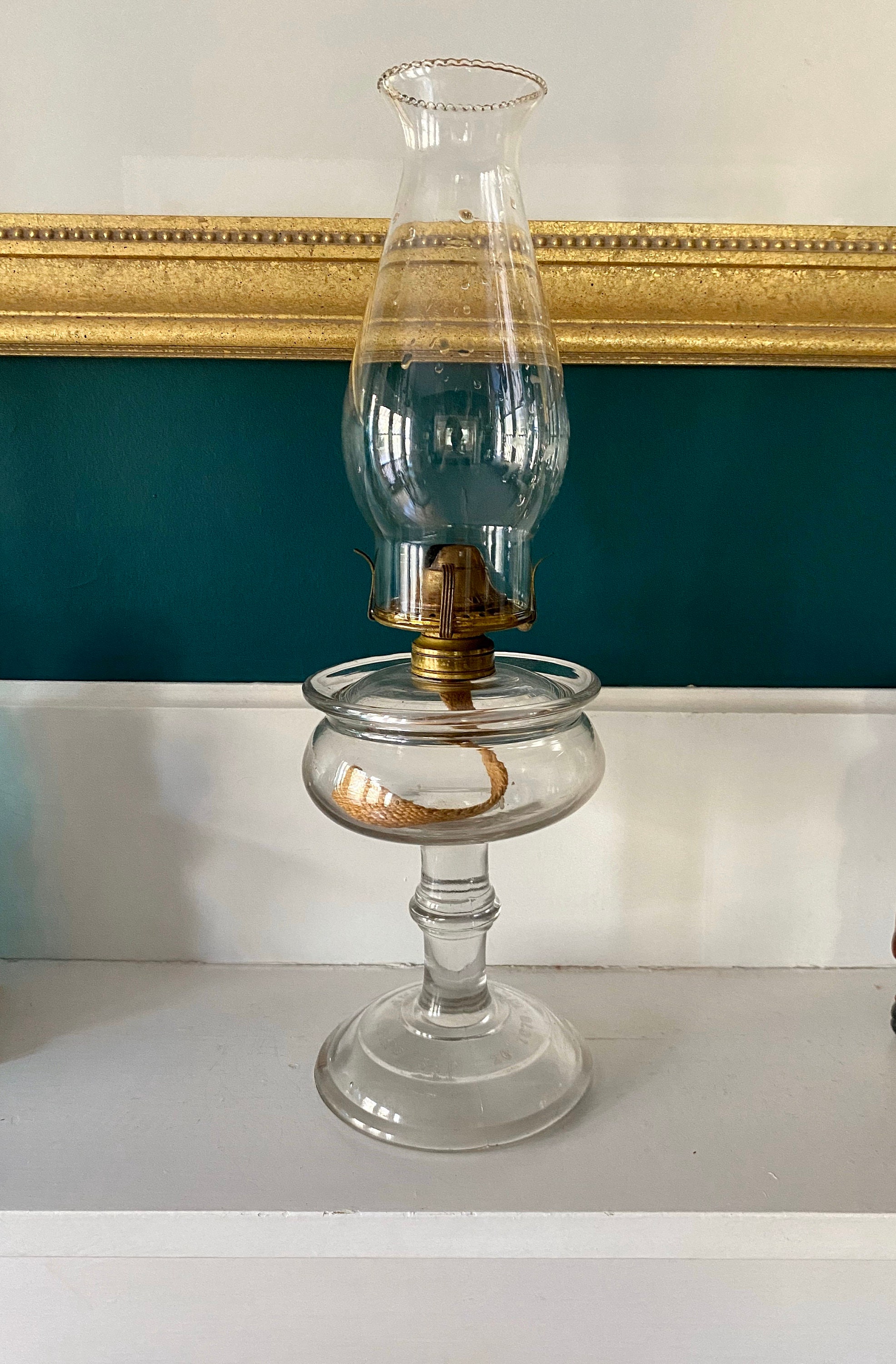 Antique Kerosine Oil Lamp E.miller Co. Glass Brass Pat. 1870 Etsy Norway