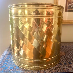 Large Solid Brass Bowl: Vintage Hosley Cachepot Planter, Made in India