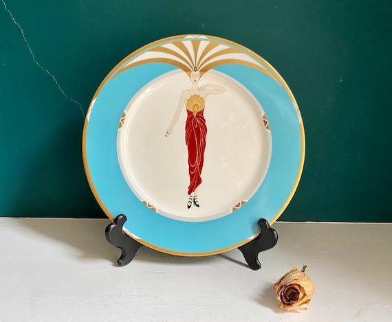 Erte Le Soleil Turquoise Japan Fine Porcelain Collectors Plate