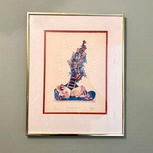 Amram Ebgi, Jacob Dreams of a Ladder, Litografía enmarcada, Firmada, Numerada y Titulada en Lápiz Judaica Hebreo