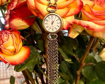 Vintage goudkleurige hanger ketting horloge TG20