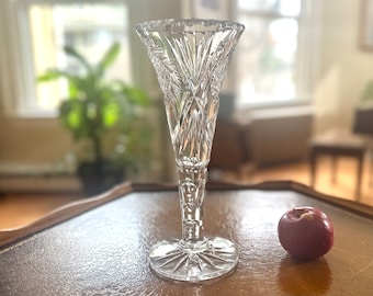 Vintage Boho Tjeckien 24% bly klar handskuren kristallvas