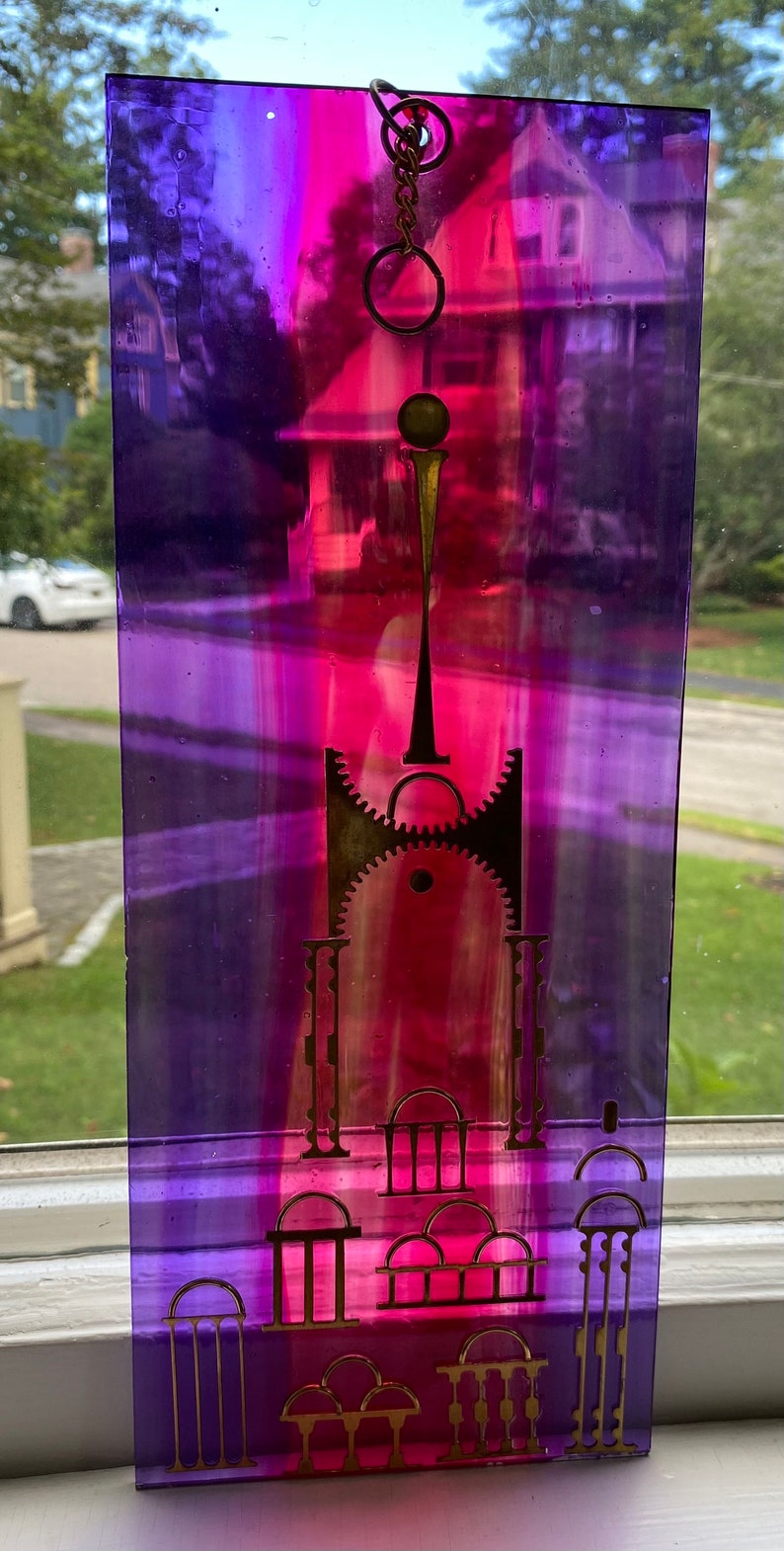 Vintage Stained Glass and Brass Wall Hanging Panel Jerusalem Etsy