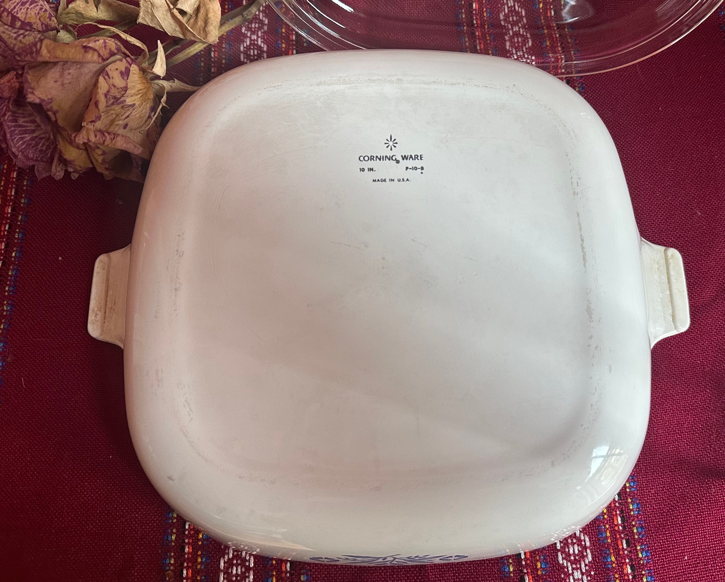 Vintage Corning Ware 10 In. Shallow Casserole Baking Dish Skillet