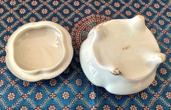 Porcelain Round Lidded Footed Trinket Box Jewelry… - image 5