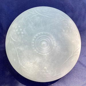 Vintage Frosted Wheel-cut Etched Lampshade Grapevine Pattern Mid Century Lighting Victorian