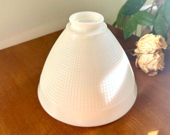 Vintage Corning Milk Glass Diffuser Light Fixture Globe Replacement Shade Waffle Pattern 8”