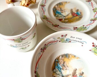 Wedgwood Peter Rabbit 3 Piece Christening Children Breakfast Set