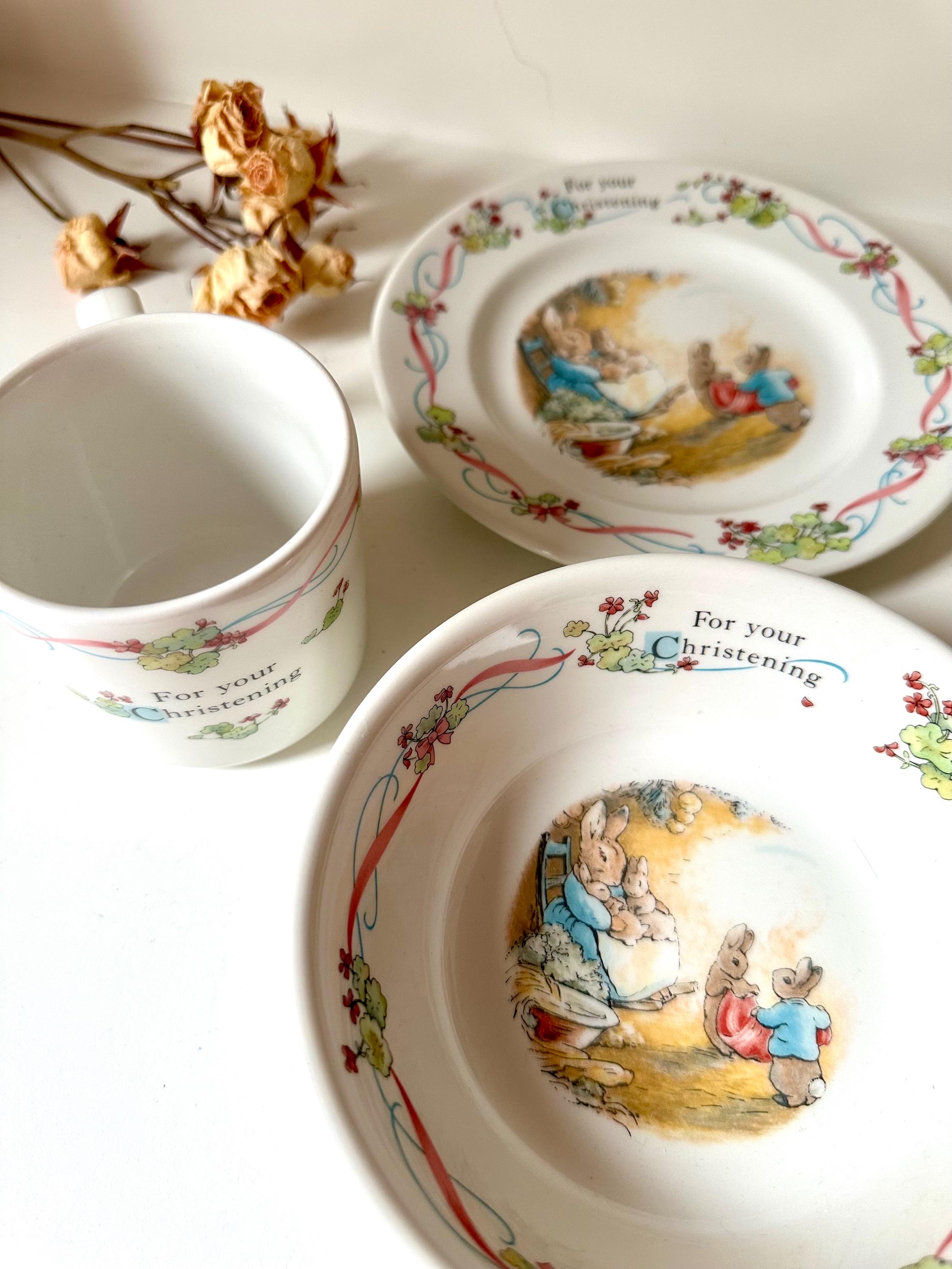 Wedgwood Peter Rabbit 3 Piece Christening Children Breakfast Set