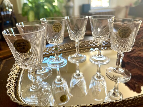 Set of 6 Cristal D'arques Taille Cordial Glasses 24% Lead Crystal
