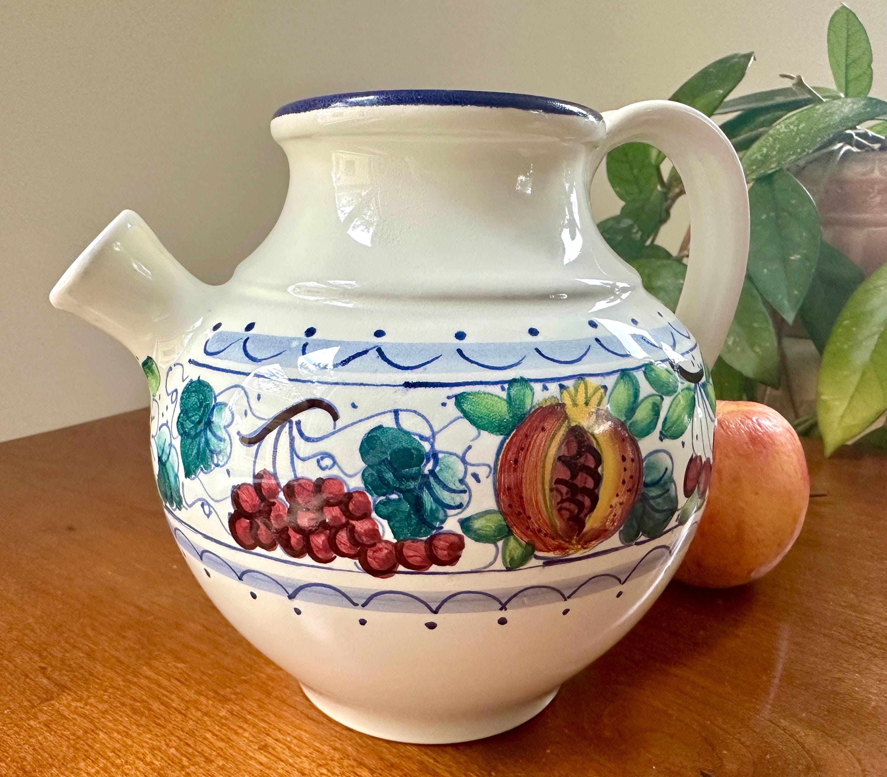 Vintage Aldo Fumanti Gubbio Italian Pottery Pitcher: Hand-painted