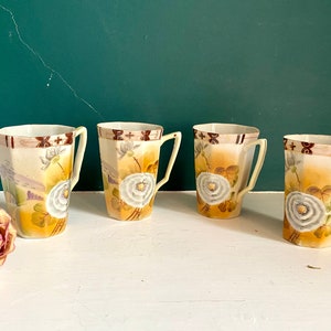 Antique Set Of 4 Nippon Te-Oh Hand Painted Mugs Cups Nippon Japan Bone China Cups Early 1900s Great Condition Collectible Signed