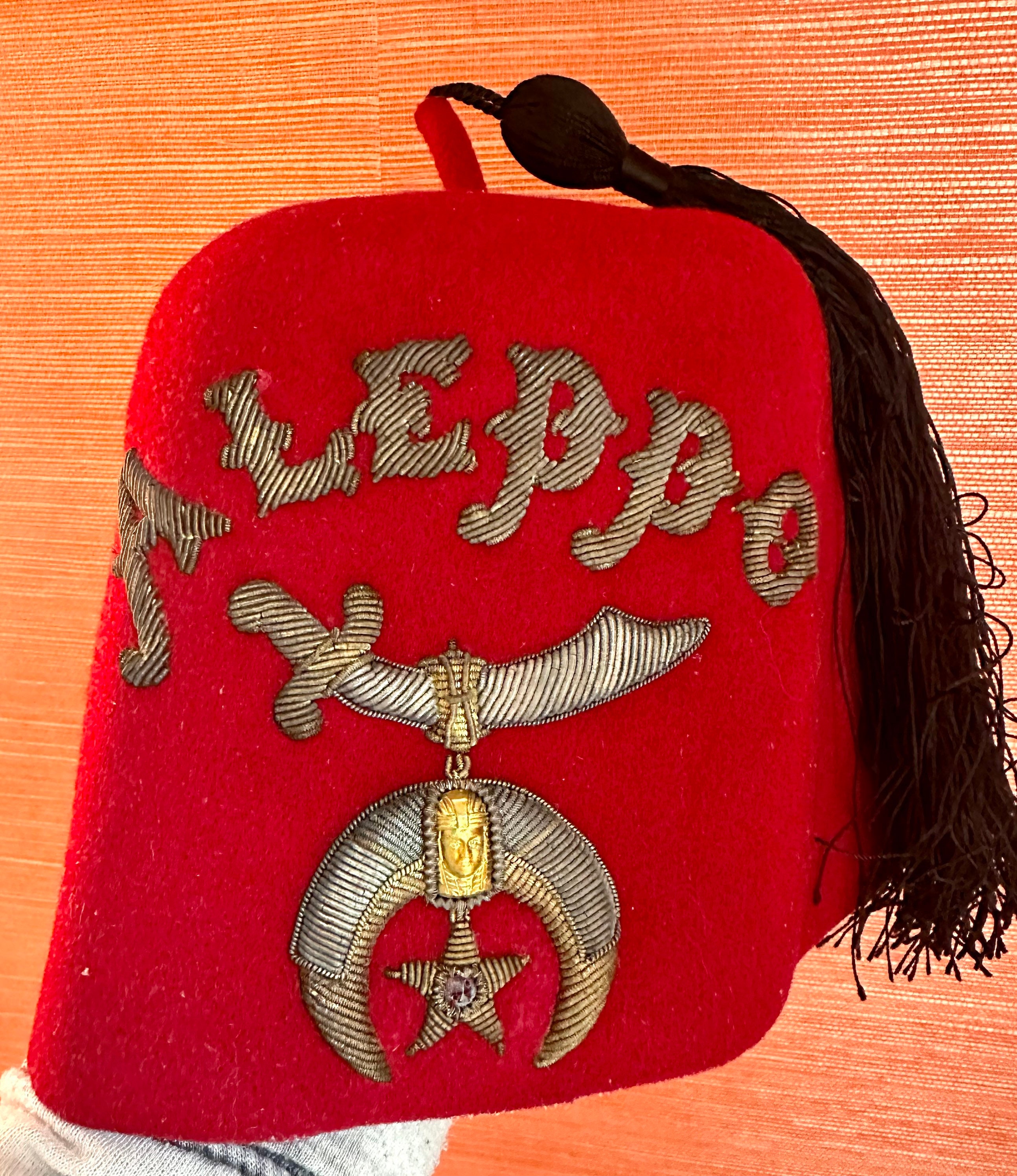 Antique Masonic Shriner's Fez Hat Masonic Aleppo Tassel With Case