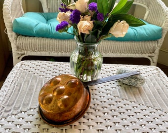 Beautiful Antique Tin Plated Copper Frying Egg Biscuit Escargot Skillet Sauté Pan 7”
