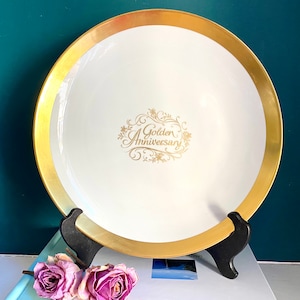 Vintage Large Schumann Arzberg Germany Bavaria Plate Platter Golden Anniversary 1950s