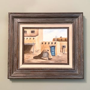 Vintage Original Öl auf Leinwand Stadtbild Gemälde gerahmt signiert J.Nelson